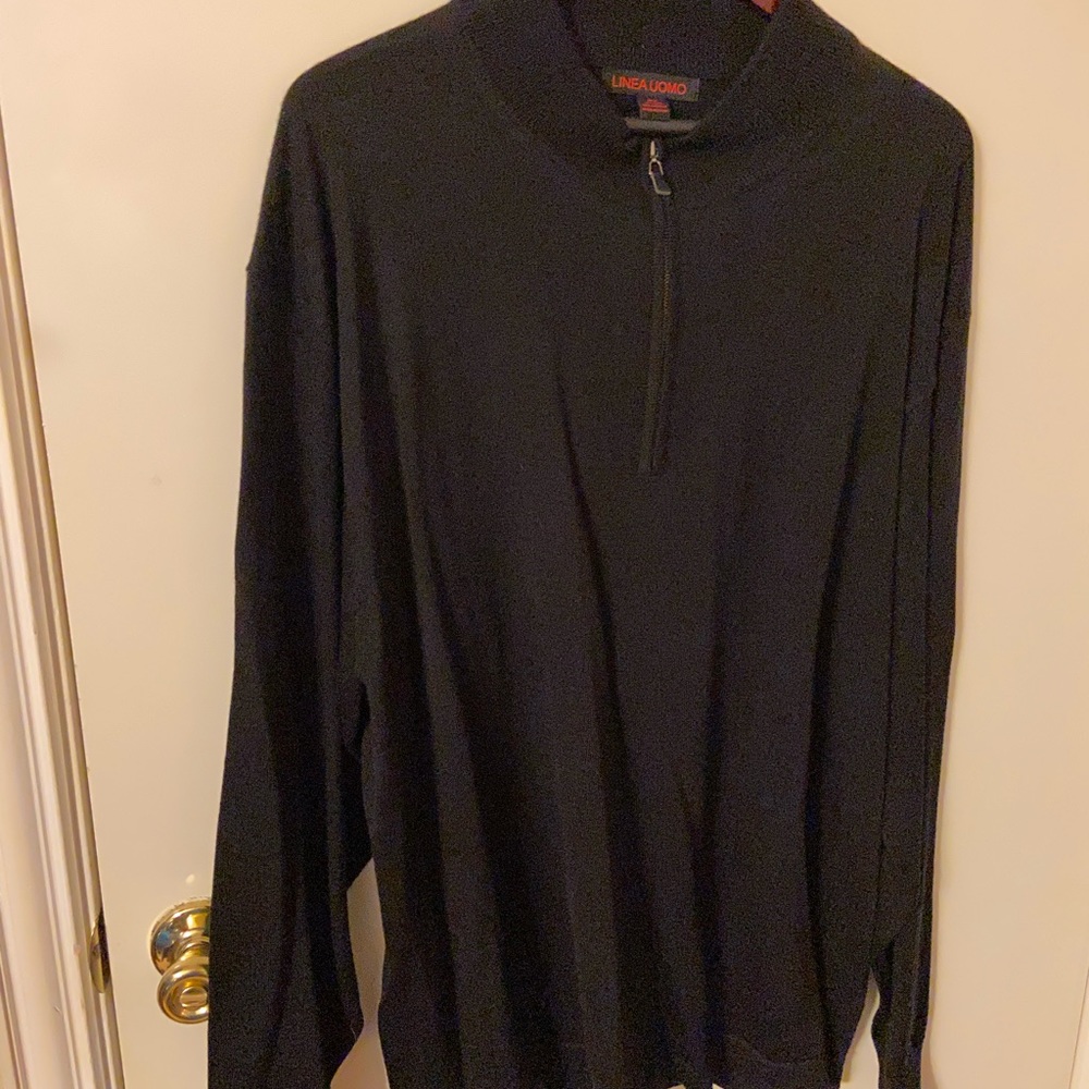 Linea Uomo 1/4 zip textured shirt blk 3X